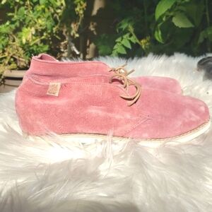 COOLWAY PINK Lace up suede oxfords 38
